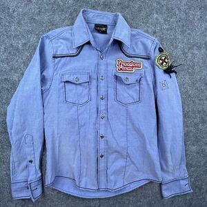 Darcage Shirt Mens Large Blue Y2K Freedom Pines Grunge Punk Goth Rebellious